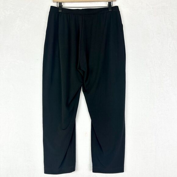 Clara Sunwoo Slinky Pull On Cropped Pants Size Large Black Travel Minimalist - Picture 2 of 5